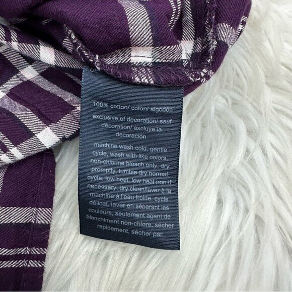 Tommy Hilfiger Women's Purple Y2K Plaid Casual Flannel Button Down Shirt S/C41 - Picture 7 of 12